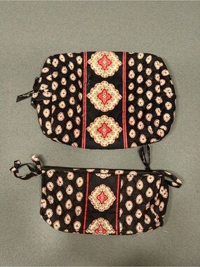 Vera Bradley Black Paisley Cosmetic Bag Set
